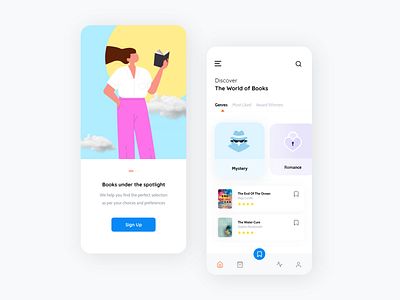 Book Reading & Collection App app design app ui bookmark booksapp bookstore illustration reading app ui