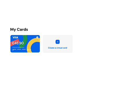 Virtual cards exploration animation fintech interaction motion graphics ui