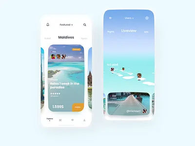 Travel app concept beach clean concept gradient maldives minimal mobile travel travel app