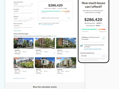 Home Affordability Calculator affordability design house real estate redfin ui ux