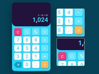 Calculator design app blue calculator clean dailyui numbers