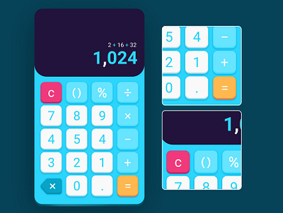 Calculator design app blue calculator clean dailyui numbers