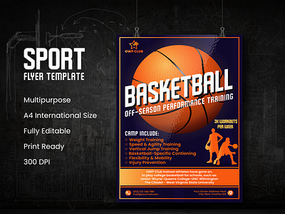 Sport Flyer Template - Basketball Flyer basketball basketball card basketball flyer basketball game championship design flyer event flyer flyer flyer artwork flyer design game graphic artist graphic design illustration leaflet design league professional flyer template sport flyer tournament