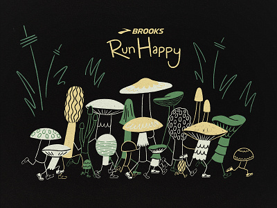 Brooks Running Shrooms drawing illustration