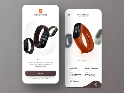 MI Band 5 app branding clean design flat illustration ios mi band 5 minimal ui ux watch app