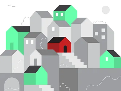 Low Inventory 2d architecture design flat homes houses illustration minimal real estate