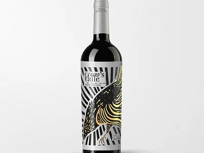 Crow's Exile Wine Label abstract art branding design graphic art graphic artist graphic design identity illustration label label design liquor logo packaging red white wine