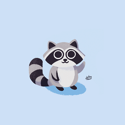 See you soon Raccoon animal blue digital art drawing illustration raccoon