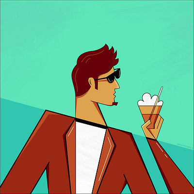 Ice Coffee blue characterdesign coffee color drink illustration man