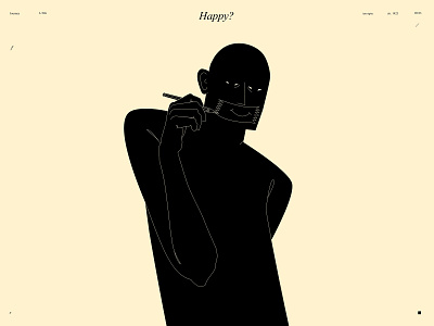 Happy? abstract composition design editorial fake figure hand happy illustration laconic lines minimal pencil plakat poster sad smile tape