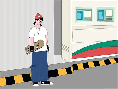 Skater Girl flat girl illustration minimal outfit skateboard skater vector