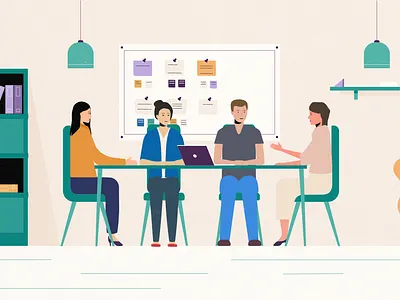 Motif 2d concept design explainer flat design illustration illustrator meeting vector