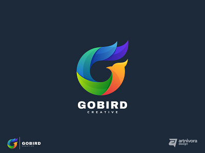 GoBird Marketing animal awesome bird colorful creative eagle falcon gradient graphic letter logo modern phoenix simple vector