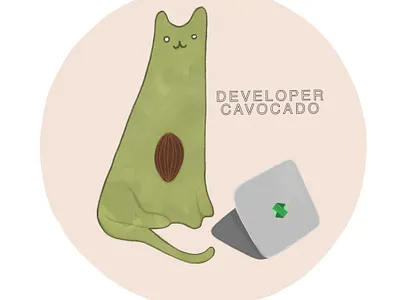 Developer Cavocado advertisement art avocado branding cartoon cat comic create design illustration nodejs procreate sticker