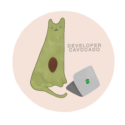 Developer Cavocado advertisement art avocado branding cartoon cat comic create design illustration nodejs procreate sticker