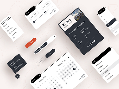 Outguided - UI elements button calendar checkbox clean dropdown ecommerce input light menu minimal product design select simple slider ticket ui uiux ux web webdesign