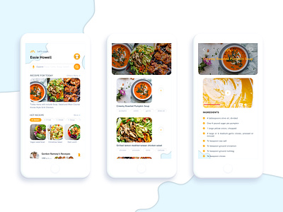 Cook Book design flat mobile app ui ux