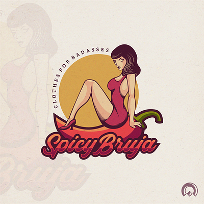 Spicy Bruja branding character chili design designs flame illustration logo vector