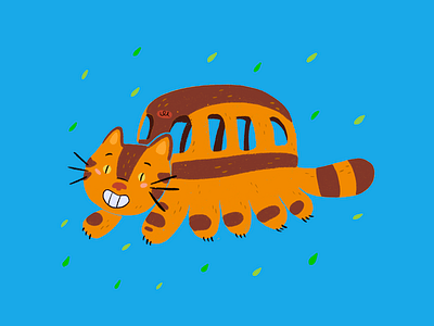 Catbus - My Neighbor Totoro animation blue characterdesign cute digital illustration digitalart illustration ipadpro movie my neighbor totoro procreate studio ghibli