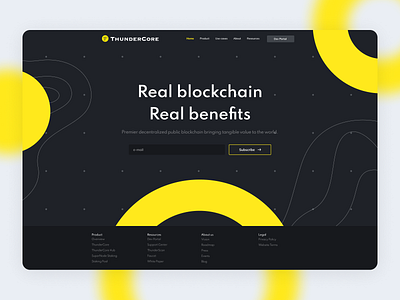 ThunderCore blockchain crypto cryptocurrency dark decentralized ethereum ethworks hero hero area subscribe token yellow