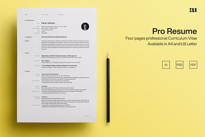 Pro Resume Template clean resume creative resume curriculum vitae cv cv template modern modern resume professional resume resume template template