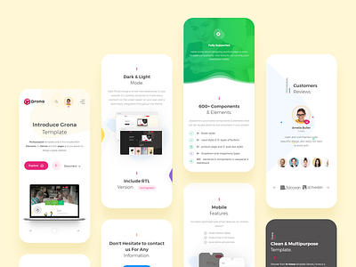 Mobile Views | Grona Template app bootstrap bootstrap 4 bootstrap template creative design illustration like mobile mobile design mobile version mobile view product design responsive template ui ux