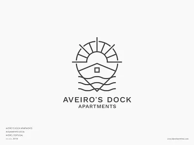 Aveiro's Dock Apartments // logofolio aveiro badge badge logo dock elvas freelancer graphic designer logo design logofolio logotype logotypes map map logo mapping maps minimalist pin roof sea sun