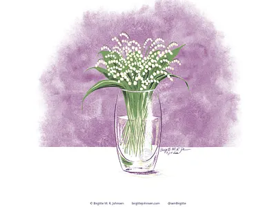 Lily of the valley art digital art digital illustration flora floral flower huely huely challenge huely2020 illustration lily of the valley limited colour palette limited colours still life