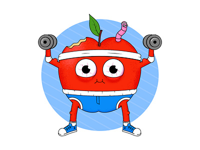 MR. MOTIVATOR affinity designer apple character character design illustraion motivation motivator sport worm