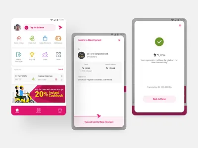 bKash App Redesign bkash fintech mfs mobile app mobile bank mobile financial service mobile ui redesign ui ux uidesign uiux wallet