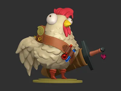Fantasy World - Chicken 3d 3d artist bag character chicken hardsurface organic sculpt sword zbrush