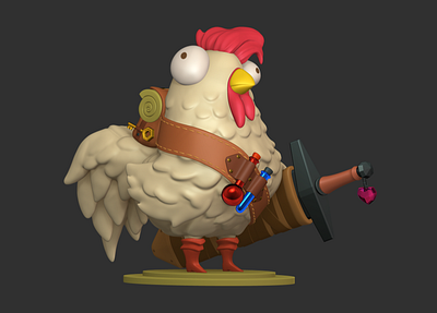 Fantasy World - Chicken 3d 3d artist bag character chicken hardsurface organic sculpt sword zbrush