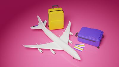 Travel pack 3d 3d art abstract advertising airplane blender3d blender3dart lifestyle plane tour tourism tourismpack