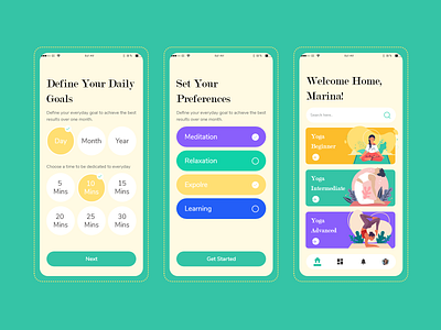 Yoga App Concept meditation uidesign uiux uxdesign yoga yoga app