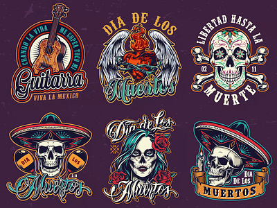 Day of the Dead apparel designs adobe illustrator apparel design day of the dead dia de los muertos graphic muertos skull skull art sugar skull t shirt design vector vector illustration vector illustrations vintage