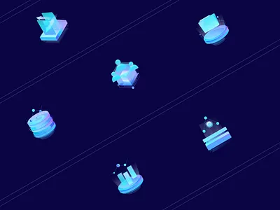 Practice 7 2.5d bigdata colorful financial icon illustration