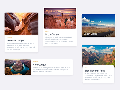 Cards components arizona blog california card card design card ui cardboard cards design gallery image national news park post shadow ui utah