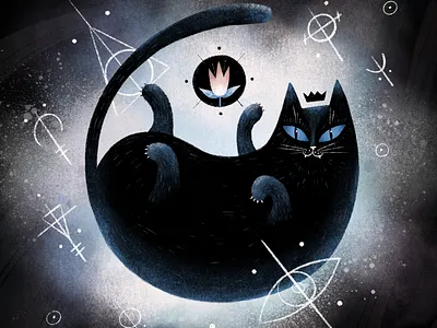 Magic art black cat black kitty cat digital art digital drawing digital illustration digital painting illustration kitty kitty illustration night sketch