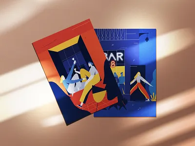 Postcards editorial illustration flat illustration illustrator minimal