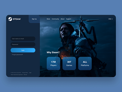 Rethinking authorization in Steam design games inteface login page menu rethink ui uidesign ux uxdesign uxui web webdesign