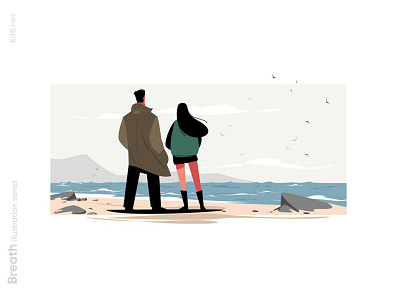 Couple enjoy nature sea view illustration character couple enjoy flat illustration kit8 nature sea vector