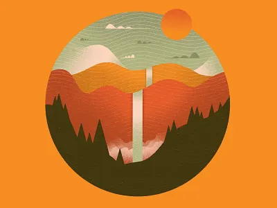 Textured Landscape 6 applepencil circle drawing environment grain grainy illustration ipad ipadpro landscape landscape design noise procreate sky sun sunset texture textured trees waterfall