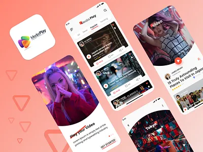 Media Play UI appdesign application ui applications categories clean clean design design designer designoweb gradient industry logo love mediaplayer news notifications pink uidesign uiux video