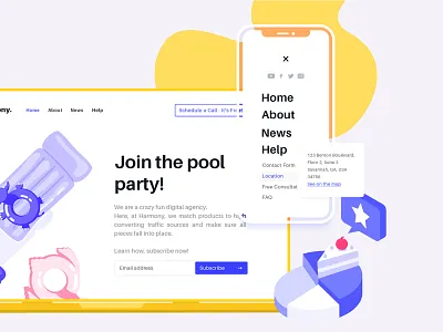 Digital Agency - Mobile advertising agency digital home icons isometric landing page location menu mobile ui navigation menu subscribe target audience uxui webpage website