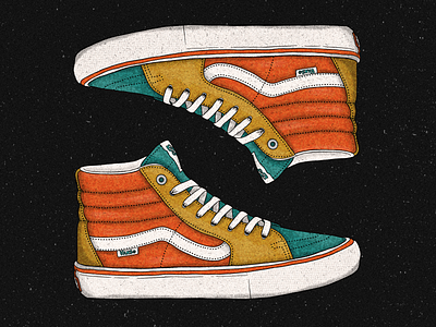 Vans halftone illustration ink laces muted pattern primary colors procreate retro ride shoes skate skateboard texture truegrittexturesupply vans vintage wallpaper