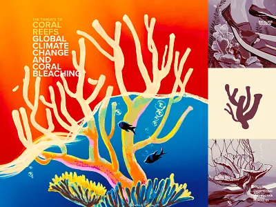 Saving Coral - coral bleaching climate change climatechange color coral reef digital ecoawareness editorial educational resources illustration oceans retro wflemming