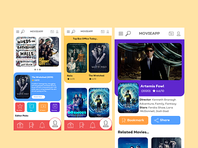 Movie App UI Design app design design ui ui design uidesign xd xd design xd ui kit