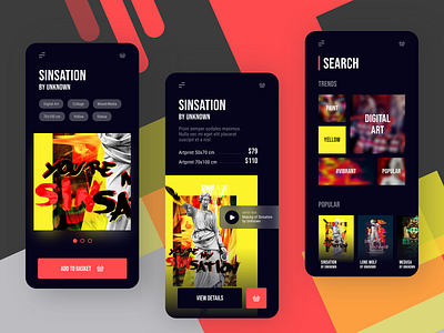 Digital Art App adobexd app art category digitalart ios mobile player pricing purchase searchbar ui