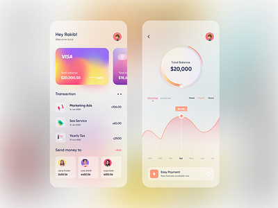 Banking App design app design banking banking app clean colorful finance finance app financial gradient ios mobile mobile app mobile banking online banking rakib ui ux wallet wallet app