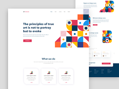 Art School Landing Page agency business finance android user experience art design website artwork bitcoin money dashboad ui ux clean b2b sass new trend clean website sketch design template mobile app ios android user experience ux user interface ui web landing page